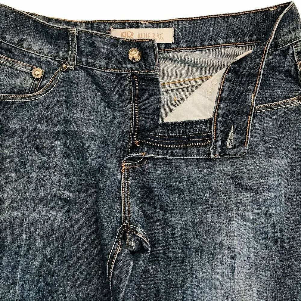 Blue Rag Men's Jeans 36x31x10 Heavy Stitching Back Pockets Med Wash Denim ZipFly - Picture 6 of 12